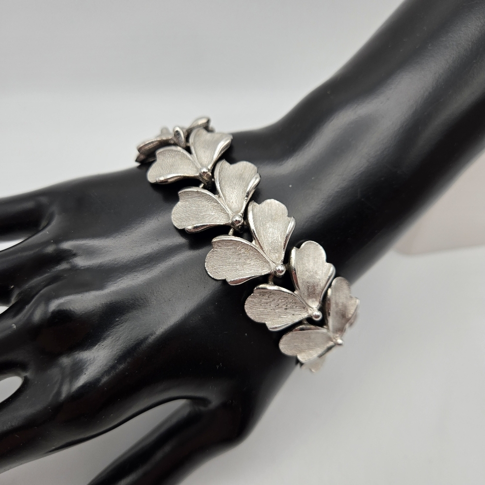 Judy Lee Silvertone Bracelet Mid Century Modern MCM 50s 60s Vintage Chunky Vtg